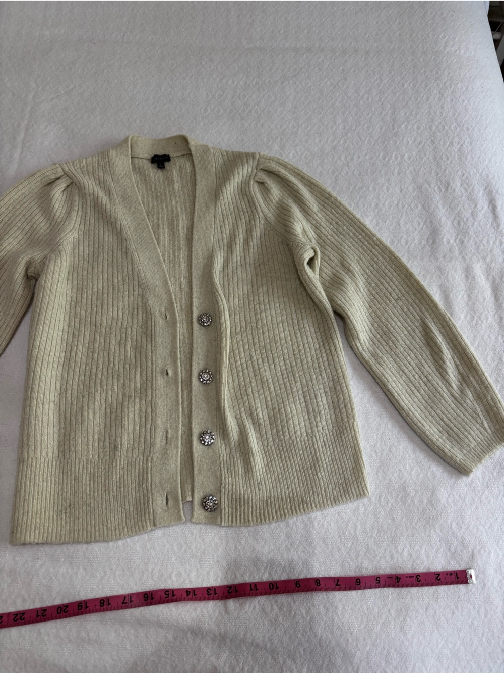 Talbots Cream Ribbed Cardigan with Decorative Buttons